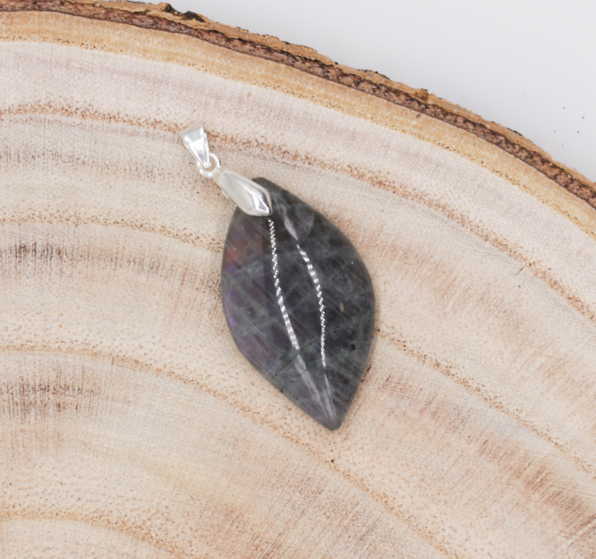 Pendentif Labradorite Rose feuille