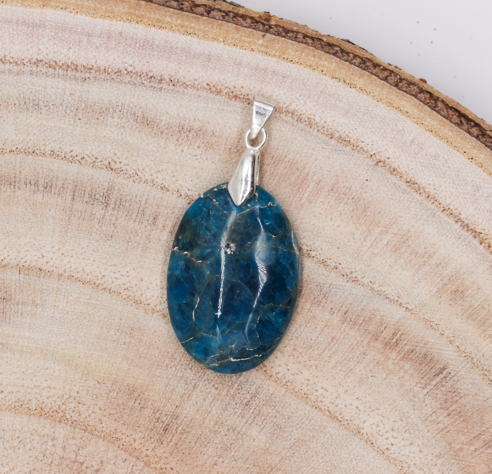 Pendentif Pierre Apatite bleue