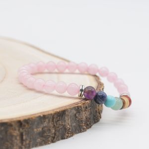Bracelet Quartz rose 7 Chakras 6mm