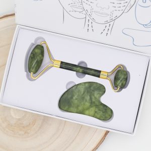 Coffret massage Jade vert - Roller & Gua Sha