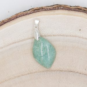 Pendentif Pierre Amazonite feuille