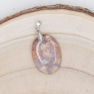 Pendentif Pierre Agate fleur ovale