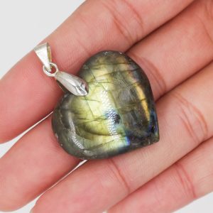 Pendentif Labradorite coeur doré - 1