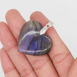 Pendentif Labradorite coeur bleu - 1