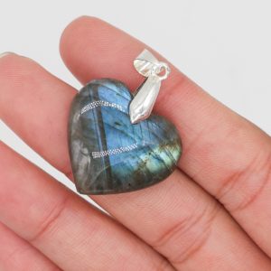 Pendentif Labradorite coeur bleu - 2