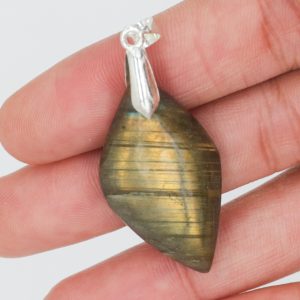 Pendentif Labradorite doré flash 1