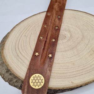 Porte-encens bois Fleur de vie