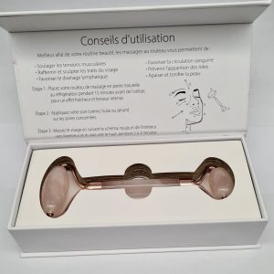 Coffret rouleau de massage Quartz rose